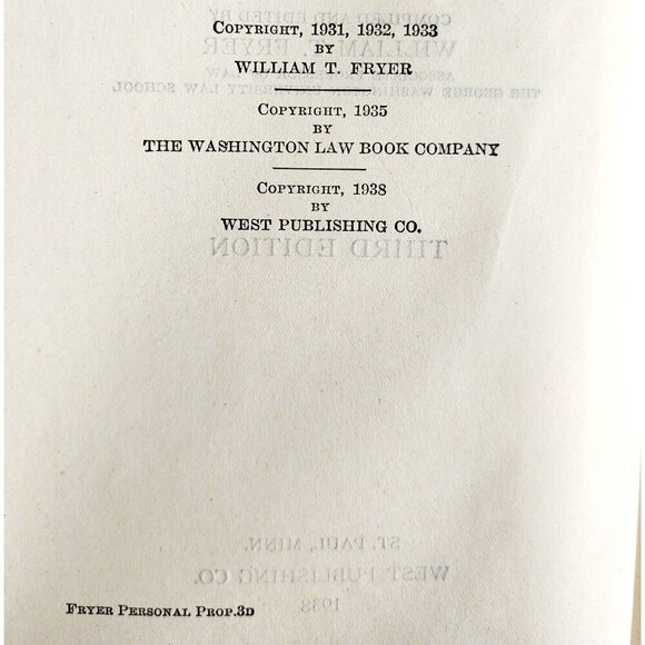 1938 Readings On Personal Property Laws 3rd Edition HC Book William Fryer WHBS - Picture 4 of 8
